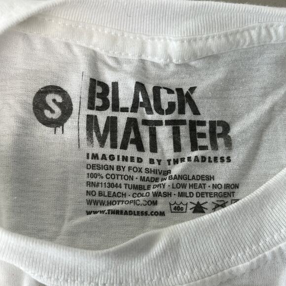 Hot Topic Black Matter Overthinking Cat T-Shirt By Fox Shiver White Black Small - Picture 4 of 4